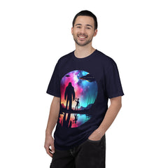 Bigfoot & Alien Nightscape T-Shirt — Sasquatch UFO Graphic Tee