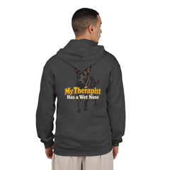 Personalized with your dogs image Zip Hoodie — "My Therapist Has a Wet Nose" Graphic