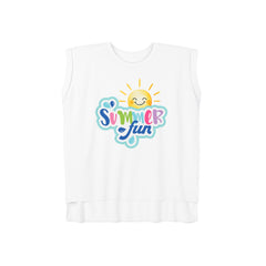 Summer Fun tee, graphic tee women, flowy muscle tee, rolled cuffs shirt, women's shirt, summer t-shirt, camping shirt, outdoor apparel, adventure clothing, nature lover gift, gift for camper, hiking t-shirt, wanderlust apparel.