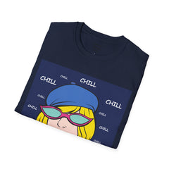 Chill Girl Unisex Softstyle T-Shirt  Pop Art Girl Wearing Sunglasses