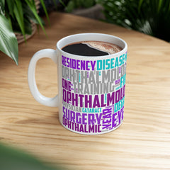 Ophthalmology Word Cloud Ceramic Mug — Eye Doctor Resident Gift (11oz/15oz)