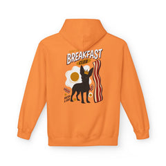 Breakfast Club Hoodie — Cute Black Dog, Bacon & Egg Graphic Pullover