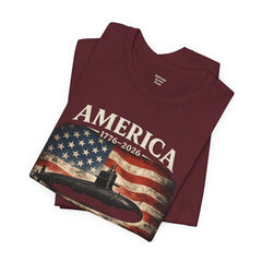 America 250th Submarine 125th Flag T-Shirt — Vintage USA Military Tee
