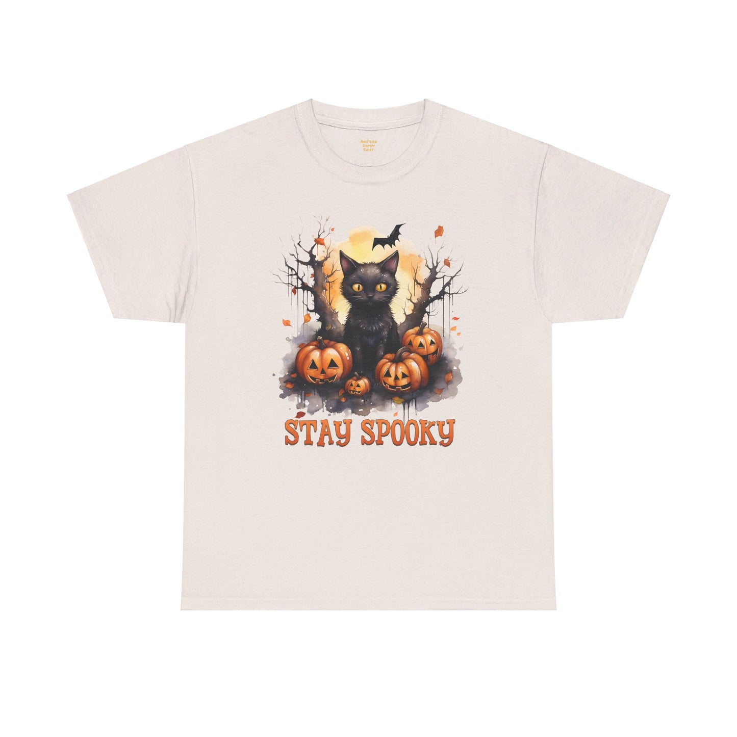 Black Cat And Pumpkin! Graphic Unisex Heavy Cotton Tee