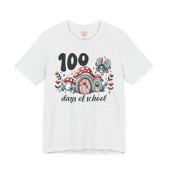 100 DAYS OF SCHOOL Toadstool House - Unisex Short Sleeve Tee | Elementary School Holiday, Teacher Apparel, Kids Motivation, Teacher Sarcasm