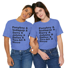 The Outsiders Shirt, Greasers Characters Shirt, Unisex Jersey Short Sleeve Tee