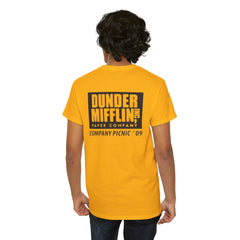 Akron Unisex Heavy Cotton Tee - Retro Dunder Mifflin Design for Nostalgic Fans
