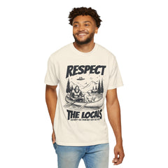 Bigfoot and Alien Outdoor Canoe Adventure - Respect The Locals T-Shirt
