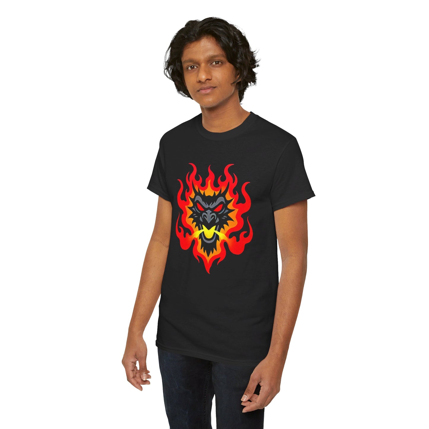 Flaming Fire Dragon - Graphic Unisex Heavy Cotton Tee