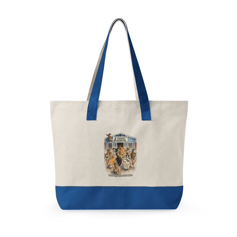 Who Let The Cats Out  Baldwin Harbor Animal Hospital Canvas Tote — Zippered Beach Bag for Cat Lovers