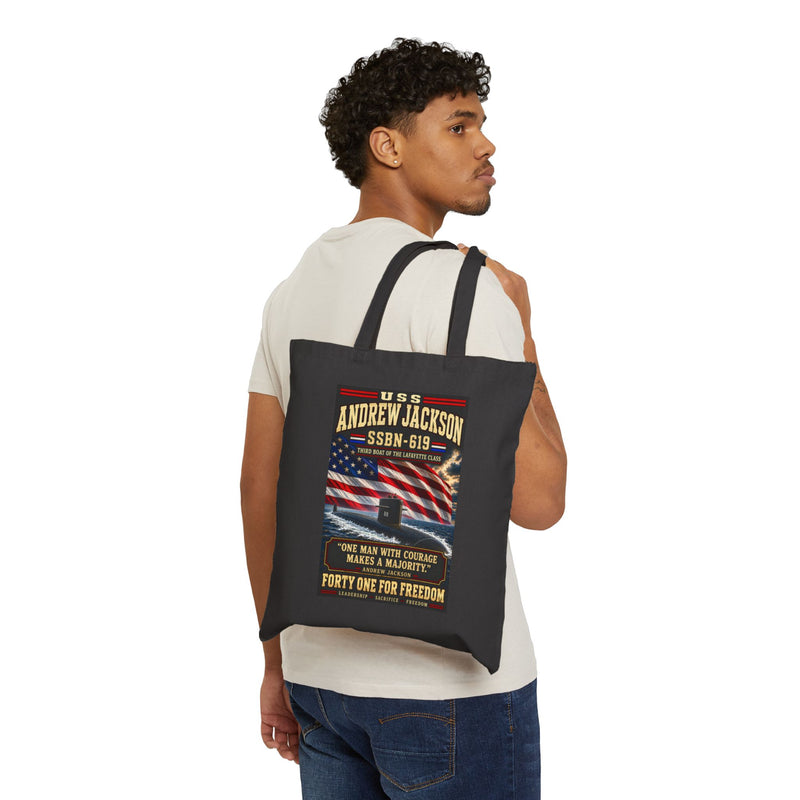 Tote Bag — USS Andrew Jackson SSBN-619 Patriotic Submarine Canvas Tote (