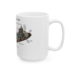 Submarine Design Ceramic Mug, How Submarines Work Gift, Nautical Coffee Cup, Marine Science Mug, Ocean Lover's Gift