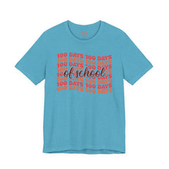 100 Days of School - Unisex Short Sleeve Tee | Elementary School Holiday, Teacher Apparel, Kids Motivation, Days Checked Off