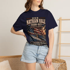 USS Nathan Hale SSBN-623 Submarine T-Shirt — "Forty One For Freedom" Patriotic Crew Tee
