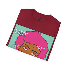 HOT Pink Cotton Candy Haired Pop Art Lady Unisex Softstyle T-Shirt