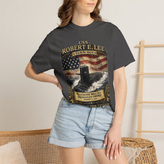 USS Robert E Lee SSBN 601 Submarine T-Shirt with a quote from its namesake
