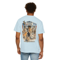 Elizabeth Gill Front Logo Back Graphic Baldwin Harbor Animal Hospital "Who Let the Cats Out?" T Shirt