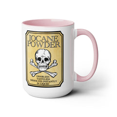IOCANE Powder label with skull and crossbones Don't have a cup of coffee with Vizzini / Princess Bride / 80s Movies / Two-Tone Mugs, 15 oz.