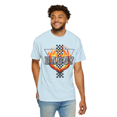 GO DADDY graphic, Comfort Colors 1717, unisex garment-dyed t-shirt, retro graphic tee, gift for him, Birthday gift tee, Vintage checkered graphic tee, Flames Tee, Fathers Day Shirt