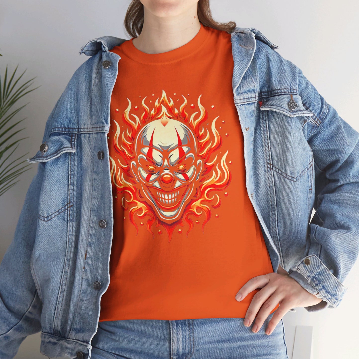 Flaming Fire Clown - Graphic Unisex Heavy Cotton Tee