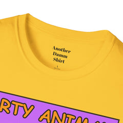 PARTY ANIMAL Birthday Hat Wearing  Pop Art Cat Unisex Softstyle T Shirt