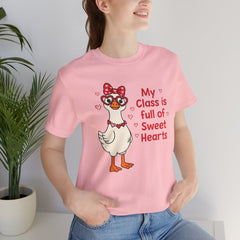 Teacher Valentine T-Shirt — "My Class Is Full of Sweet Hearts" Cute Duck Design