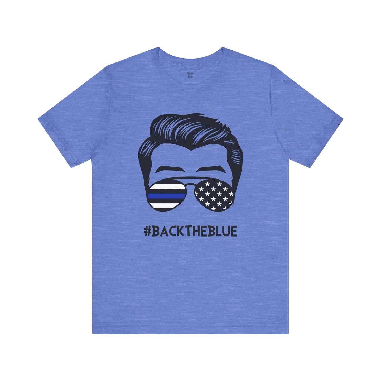 BACK THE BLUE Dad with Glasses, Graphic Unisex Short Sleeve Tee