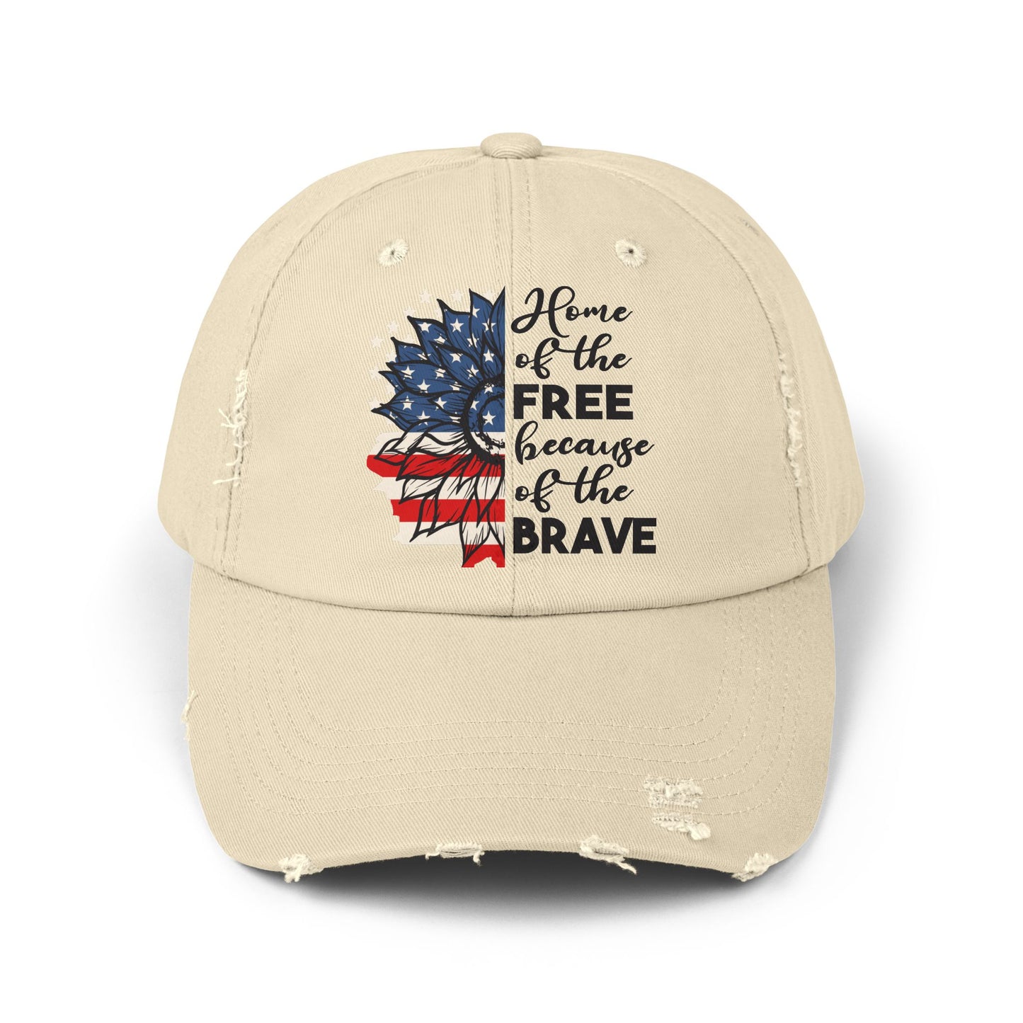 Land Of The Free, Home Of The Brave  - Unisex Distressed Cap