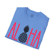 ALOHA with A PineApple Center Unisex Softstyle T-Shirt  Hawaii is so overrated. Grab a T Shirt and a PinaColada instead.