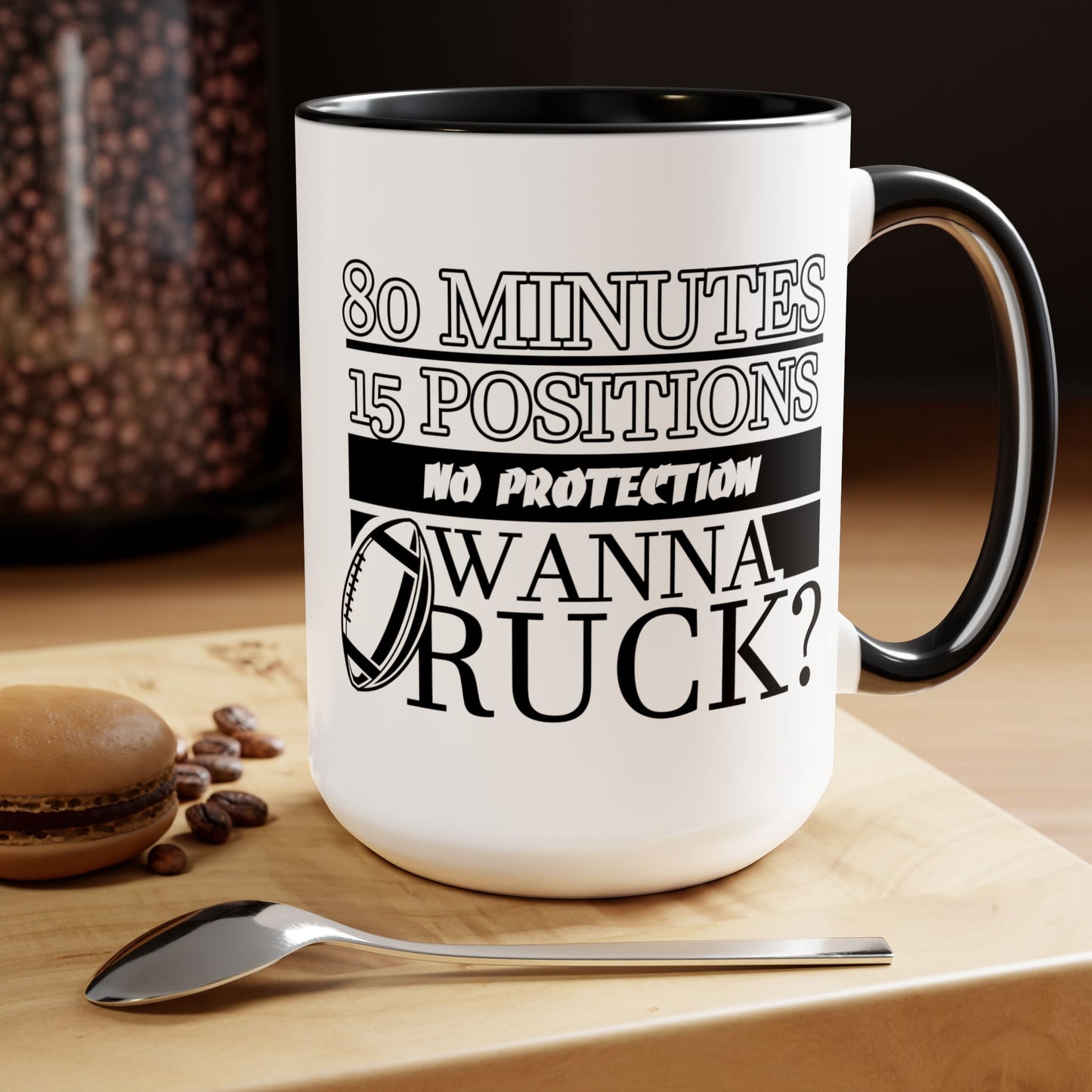 FUNNY RUGBY MUG  Two-Tone Coffee Mug, 15oz