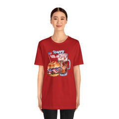 Happy 4th Of July Burger and Mug Graphic, Unisex Jersey Short Sleeve Tee