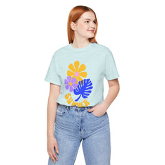 Summer Floral Tee — Retro Flowers & Monstera Design