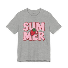 Summer Strawberry T-Shirt — Cute Pink Graphic Tee with Strawberry "SUMMER" Design