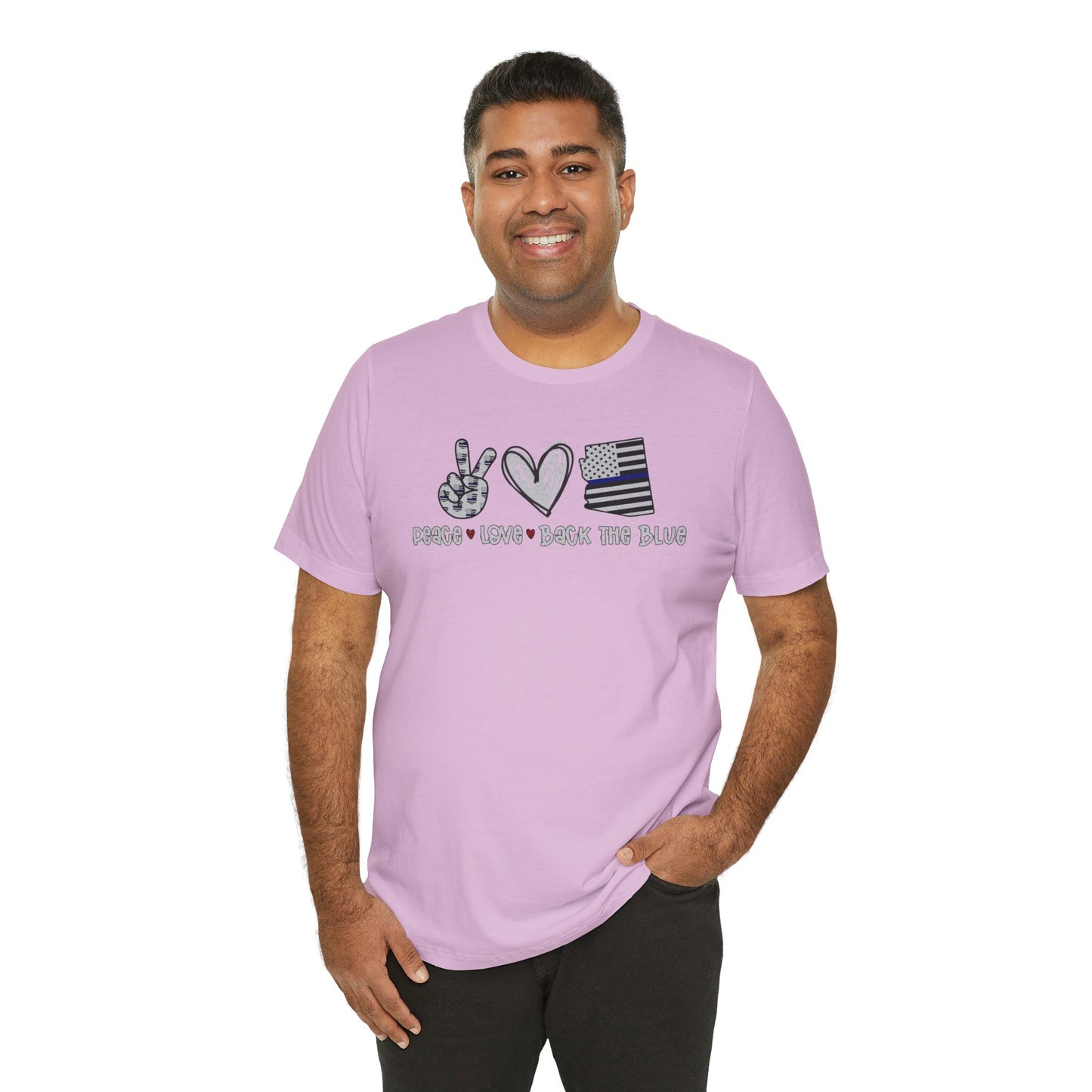 Peace Love Back The Blue in Alaska, Graphic Unisex Short Sleeve Tee