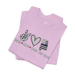 Peace Love Back The Blue in Alabama, Graphic Unisex Short Sleeve Tee