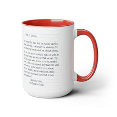 Rebel Nerd Jock Princess Basketcase Don't You Forget About Me & The Letter - Two-Tone Mugs, 15oz / The Breakfast Club / 80s Movies /