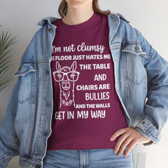 Clumsy Funny Llama Graphic Tee | Unisex Heavy Cotton Tee | Great Gift for Animal Lovers, Birthdays, Casual Wear, Humorous Gifts, Everyday Style