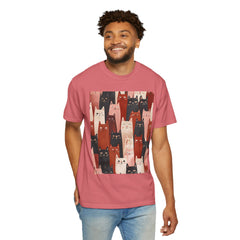 Cute Cat Print Unisex Garment-Dyed T-Shirt - Comfort Colors Soft Perfect for Animal Lovers and Casual Days