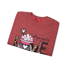 Woman's All You Need Is Love And Coffee Valentine -  Unisex Heavy Blend™ Crewneck Sweatshirt