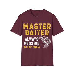 Master Baiter Always Messing With My Tackle Unisex Softstyle T-Shirt  A unique gift for those who love to fish or bait.