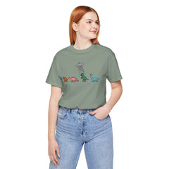UFO and Dinosaurs Retro Unisex Jersey Short Sleeve Tee