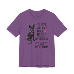 Personalized Your Dog and its name Mother's Day T-Shirt — 'Treats. Walks. Toys. Naps.