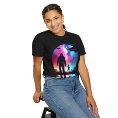Bigfoot & Alien Nightscape T-Shirt — Sasquatch UFO Graphic Tee