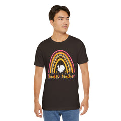 Thankful Teacher T‑Shirt – Retro Rainbow Turkey Teacher Appreciation Tee