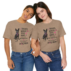 Personalized Your Dog and its name Mother's Day T-Shirt — 'Treats. Walks. Toys. Naps.