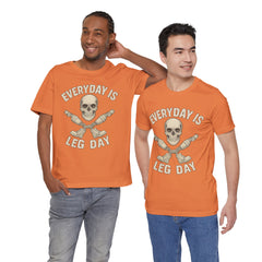 Fitness Tee | Leg Amputee Funny Skull, Everyday Leg Day Gym Shirt, Workout Top