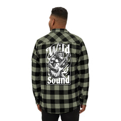 Wild Sound Wolf Guitarist Graphic - Unisex Flannel Shirt