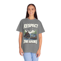 Bigfoot and Alien Outdoor Canoe Adventure - Respect The Locals T-Shirt