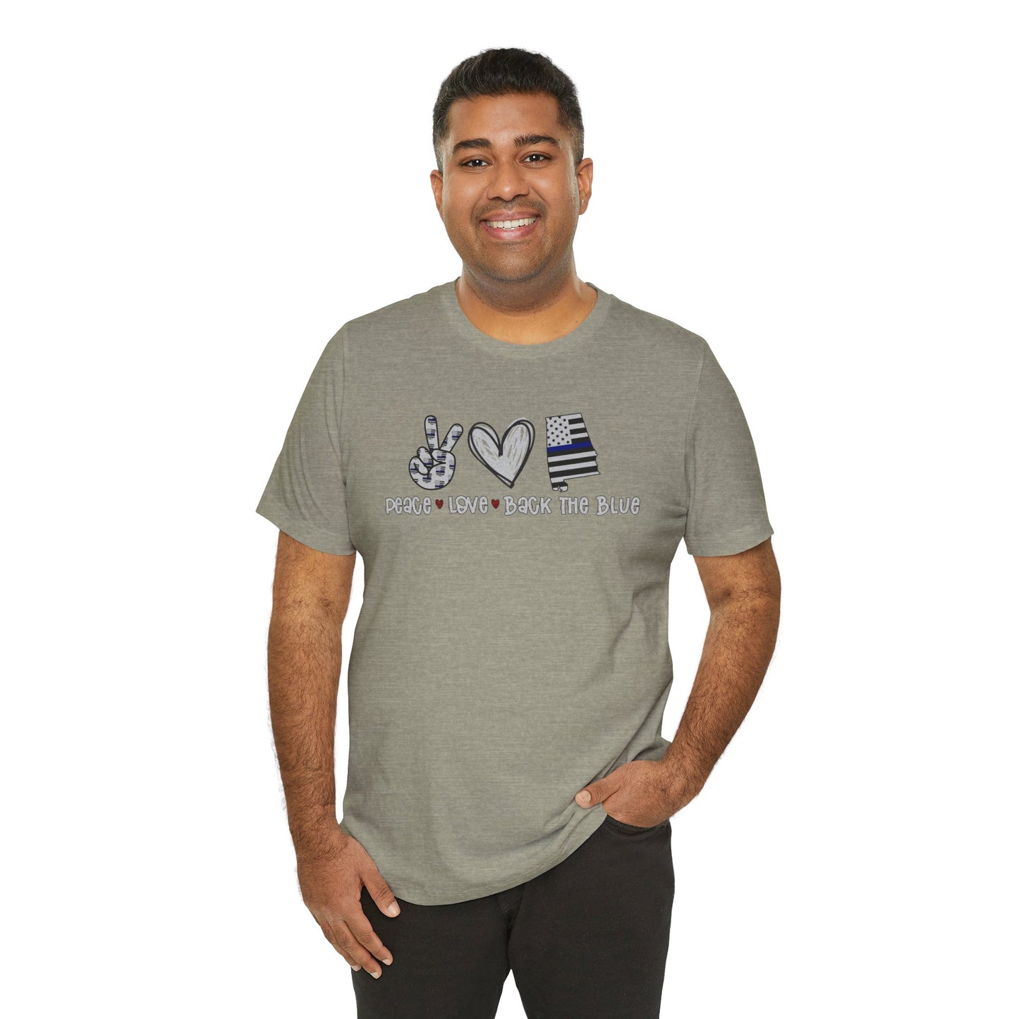 Peace Love Back The Blue in Alabama, Graphic Unisex Short Sleeve Tee