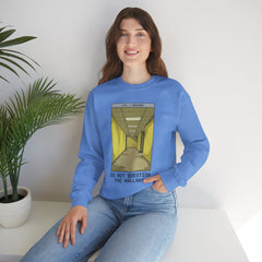 Crewneck Sweatshirt "Do Not Question the Hallway" – Retro Yellow Corridor Graphic